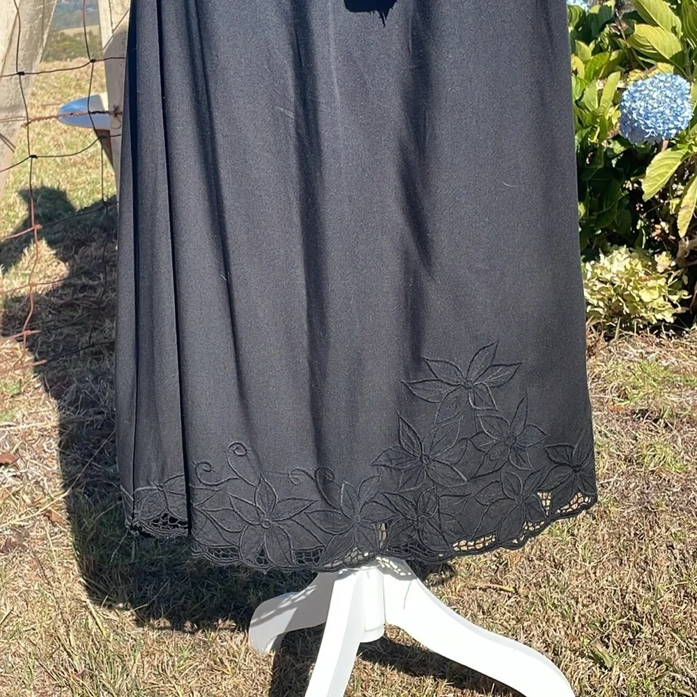 VTG Y2k Jane Ashley Black CottageCore Battenberg embroidered Skirt Set  XL - Picture 8 of 9